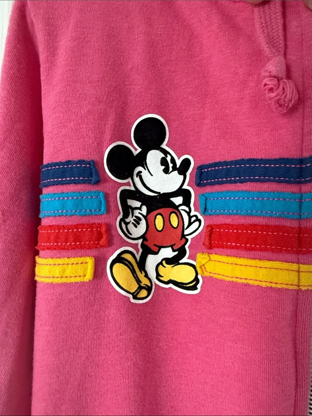 Disney Pink Mickey Mouse Zip Hoodie with Rainbow Stripes - Picture 4 of 5